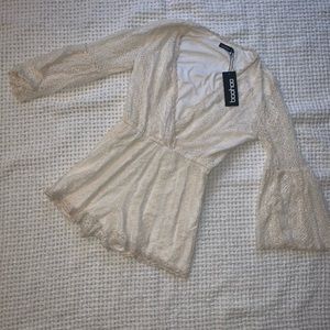 BOOHOO OFF WHITE LACE ROMPER